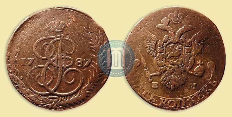 Фото 5 копеек 1787 года ЕМ 