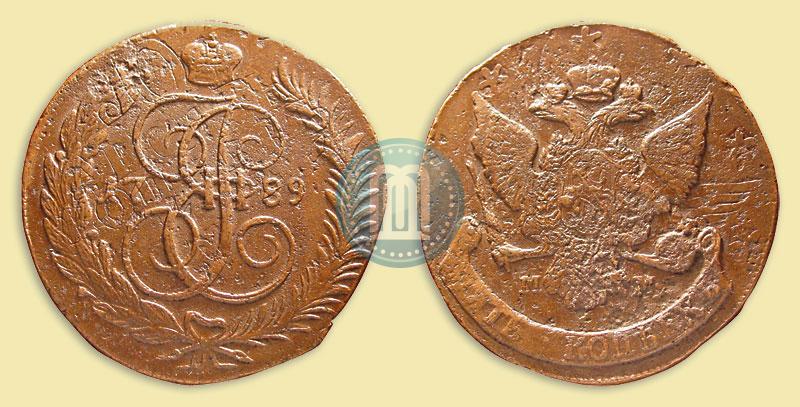Фото 5 копеек 1789 года ММ 