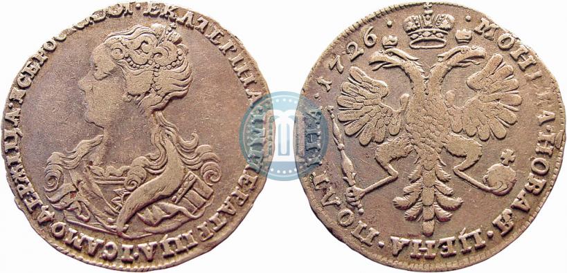 Фото Полтина 1726 года  "Московский тип, портрет влево"