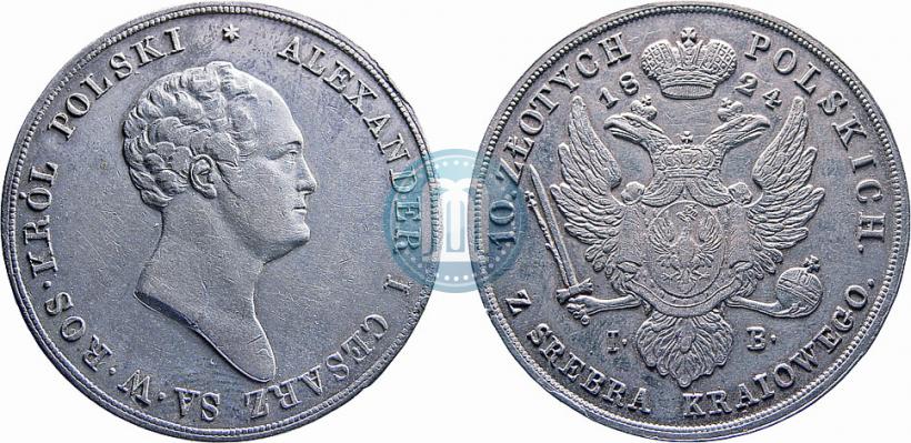 Picture 10 złotych 1824 year IB 