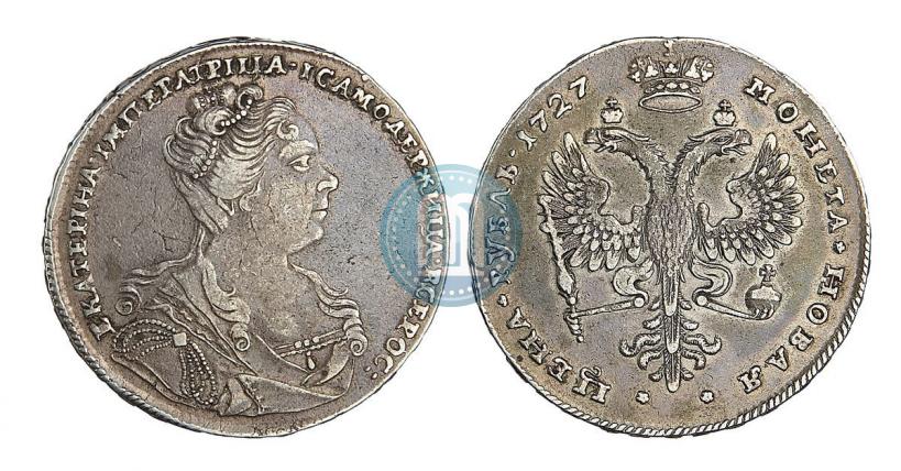 Picture 1 rouble 1727 year  "Moscow type, portrait turned to the right"