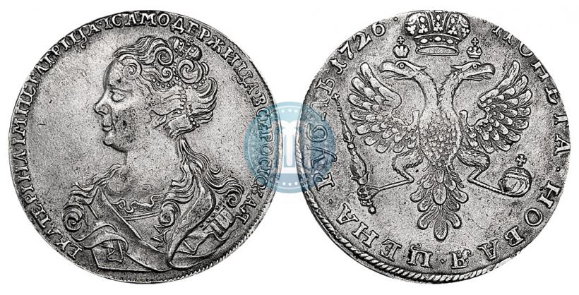 Фото 1 рубль 1726 года  "Московский тип, портрет влево"