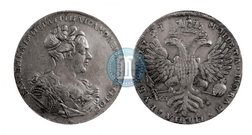 Picture 1 rouble 1727 year СПБ "High haircut"