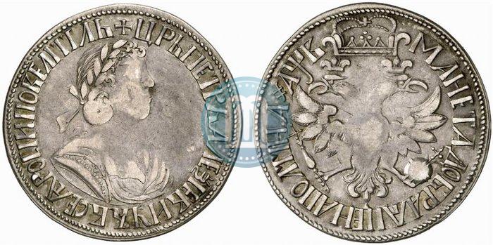 Picture Poltina 1702 year  "With a ribbon near the wreath"