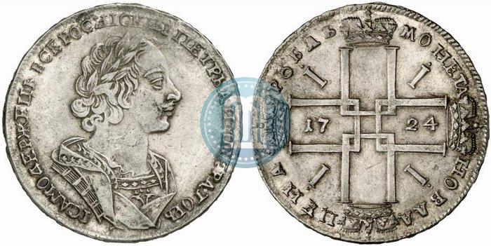 Фото 1 рубль 1724 года  "Портрет в античных доспехах"
