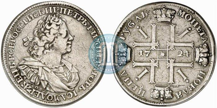 Picture 1 rouble 1724 year СПБ "Sun rouble, portrait with shoulder straps"