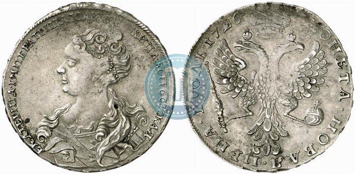 Picture 1 rouble 1726 year  "Moscow type, portrait turned to the left"