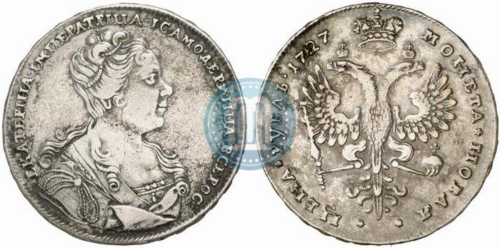 Picture 1 rouble 1727 year  "Moscow type, portrait turned to the right"