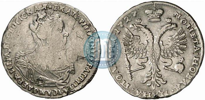 Picture Poltina 1727 year  "Moscow type, portrait turned to the right"