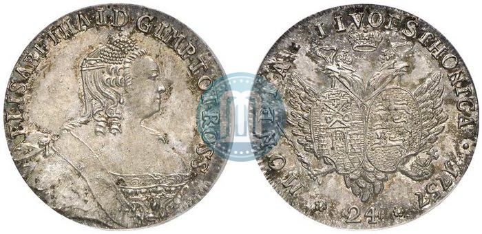 Picture 24 kopecks 1757 year  "For Livonia"