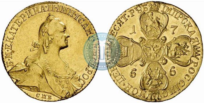 Picture 10 roubles 1766 year СПБ 