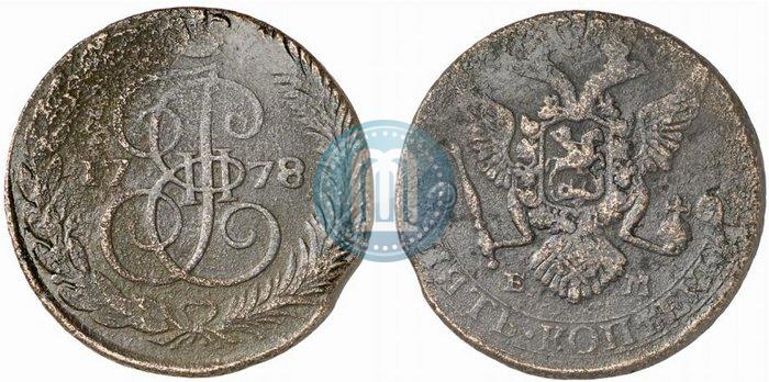 Picture 5 kopecks 1778 year ЕМ 