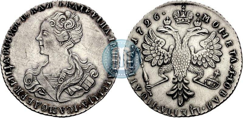 Picture Poltina 1726 year  "Moscow type, portrait turned to the left"