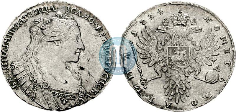 Фото Полтина 1734 года  "Тип 1735 года"