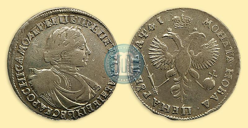 Фото 1 рубль 1719 года OK "Портрет в латах"