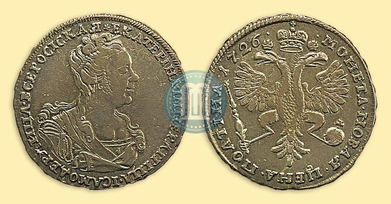 Picture Poltina 1726 year  "Moscow type, portrait turned to the right"