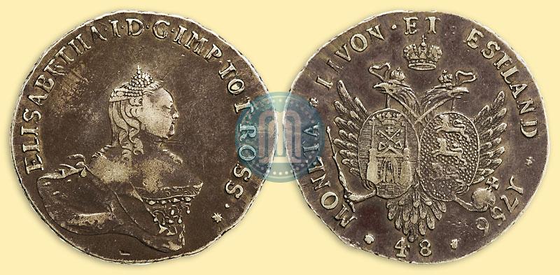 Фото 48 копеек 1756 года  "Ливонез"