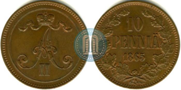 Picture 10 pennia 1865 year  
