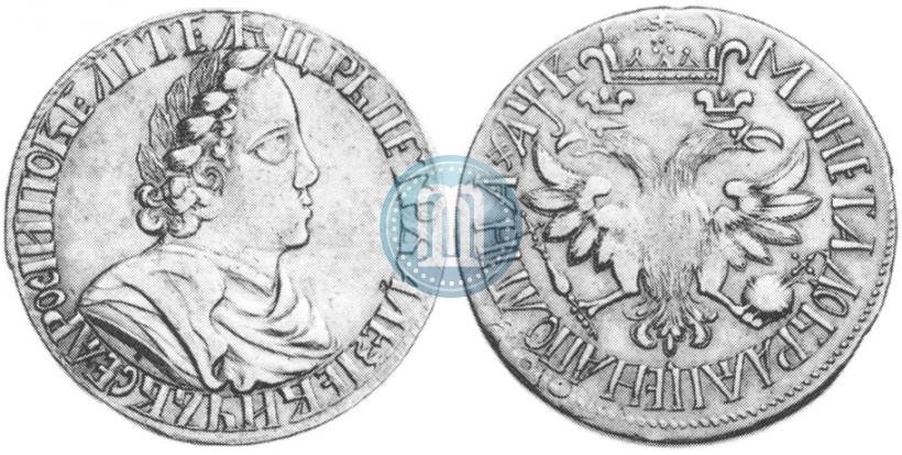 Picture Poltina 1702 year  "Without ribbons near the wreath"