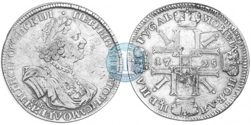 Picture 1 rouble 1725 year СПБ "Sun rouble, portrait in armour"