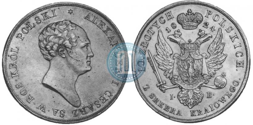 Picture 10 złotych 1824 year IB 