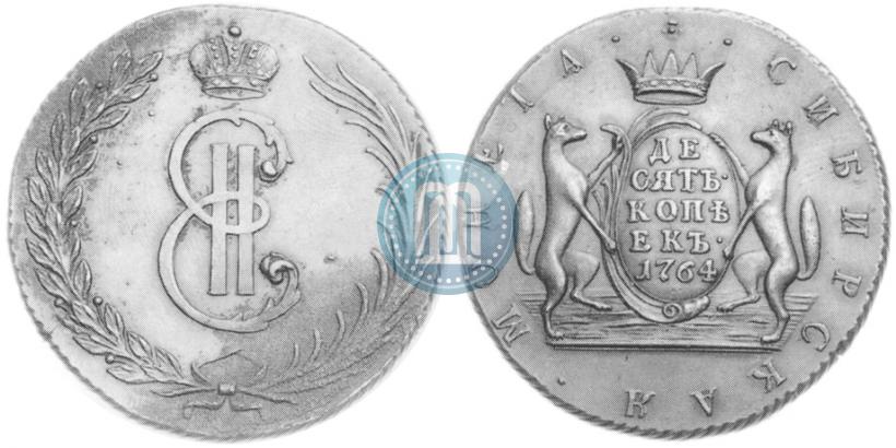 Picture 10 kopecks 1764 year  