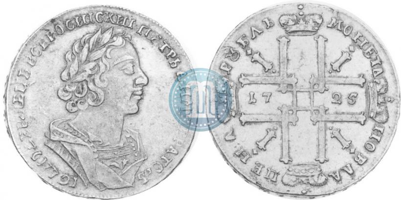 Фото 1 рубль 1725 года  "Портрет в античных доспехах"