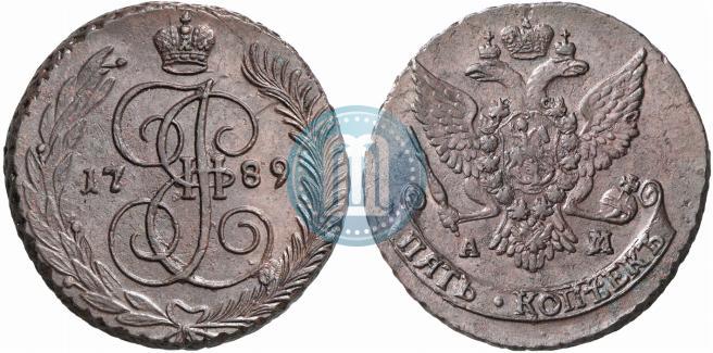 Фото 5 копеек 1789 года АМ 