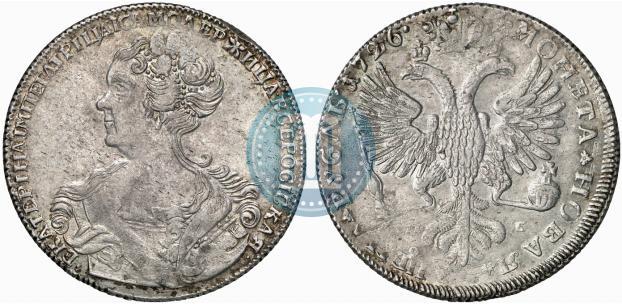 Picture 1 rouble 1726 year СПБ "Petersburg type, portrait turned to the left"