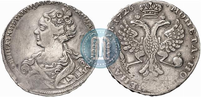 Picture 1 rouble 1726 year  "Moscow type, portrait turned to the left"