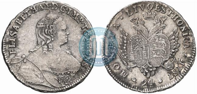 Picture 24 kopecks 1757 year  "For Livonia"