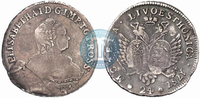 Picture 24 kopecks 1757 year  "For Livonia"