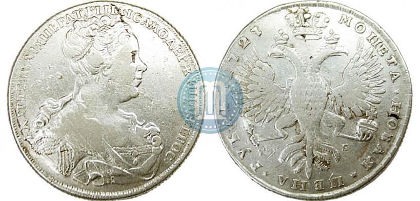 Picture 1 rouble 1727 year СПБ "Petersburg type, portrait turned to the right"