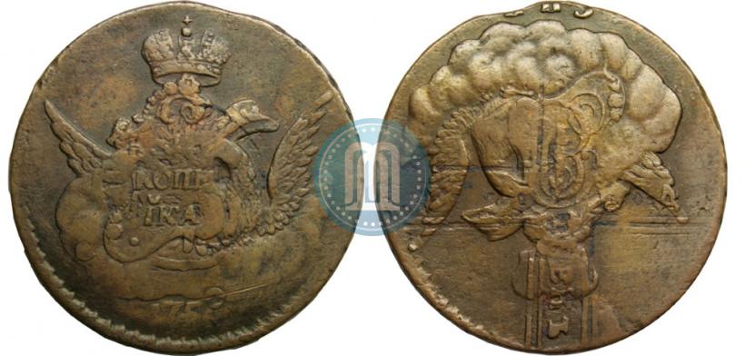 Picture 1 kopeck 1756 year СПБ 