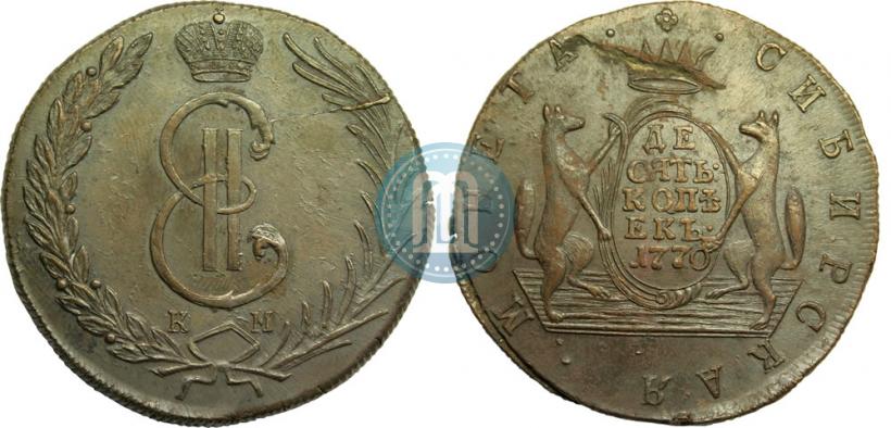 Фото 10 копеек 1770 года КМ 