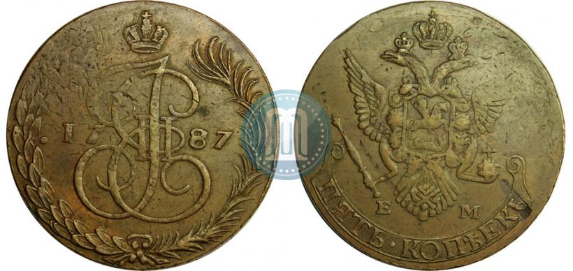 Picture 5 kopecks 1787 year ЕМ 