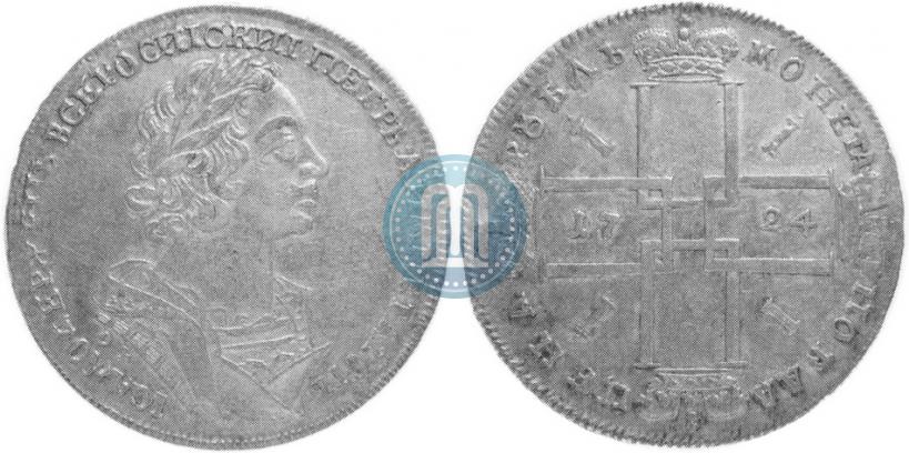 Фото 1 рубль 1724 года OK "Портрет в античных доспехах"