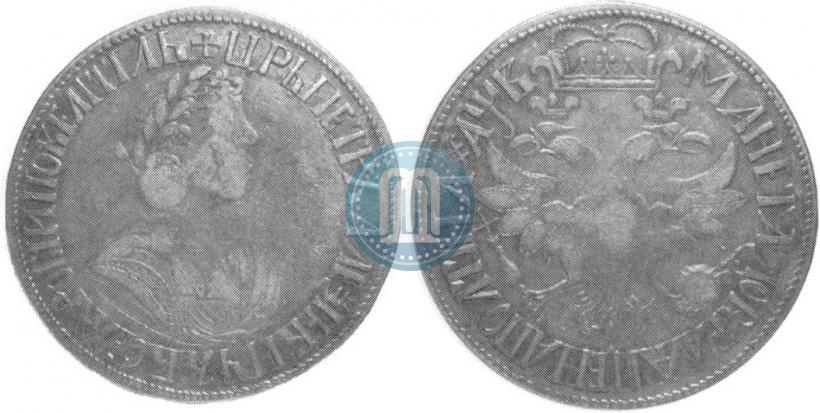 Picture Poltina 1702 year  "With a ribbon near the wreath"