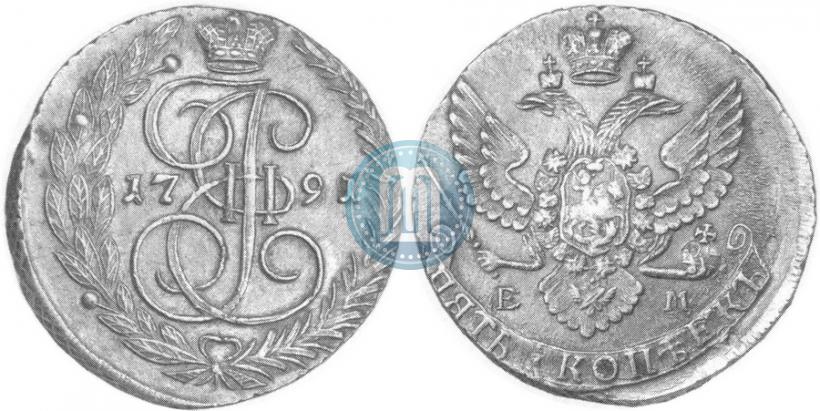 Picture 5 kopecks 1791 year ЕМ 