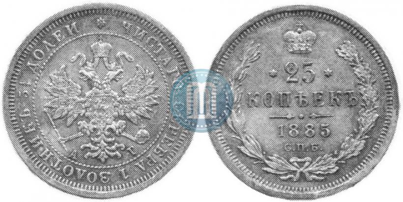 Фото 25 копеек 1885 года СПБ-АГ 