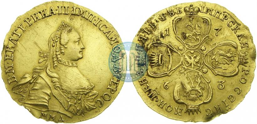 Фото 5 рублей 1763 года ММД 
