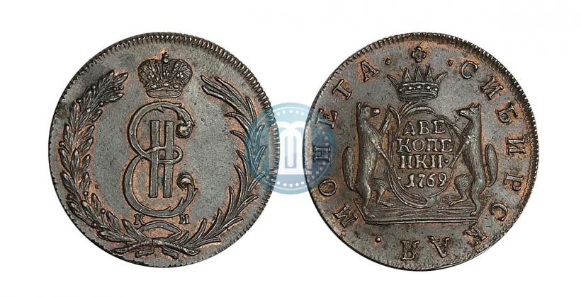 Фото 2 копейки 1769 года КМ 