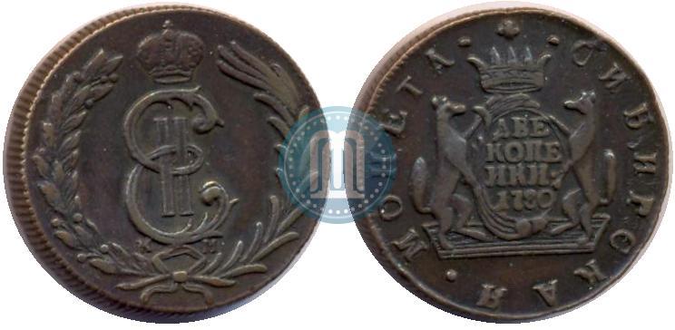 Фото 2 копейки 1780 года КМ 