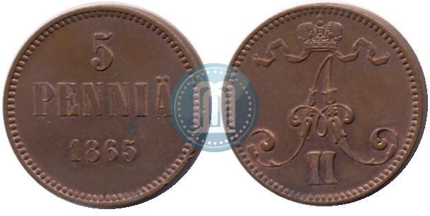 Picture 5 pennia 1865 year  
