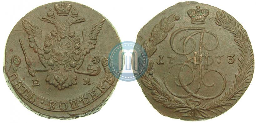Picture 5 kopecks 1773 year ЕМ 
