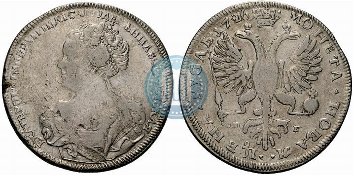 Picture 1 rouble 1726 year СПБ "Petersburg type, portrait turned to the left"