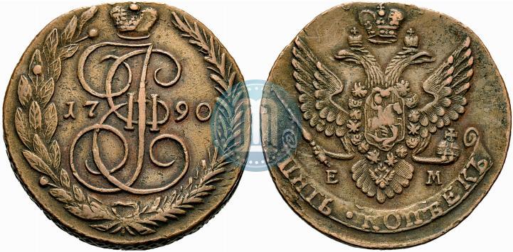 Picture 5 kopecks 1790 year ЕМ 