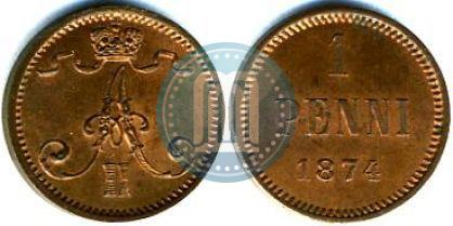 Фото 1 пенни 1874 года  