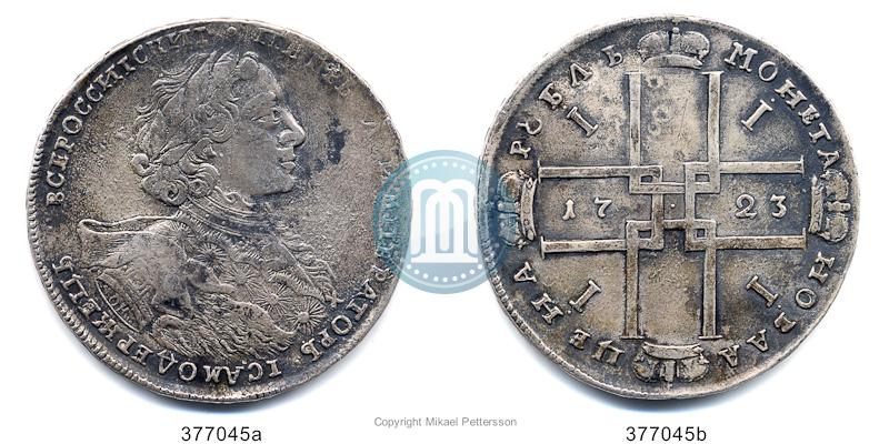 Фото 1 рубль 1723 года OK "Портрет в горностаевой мантии"