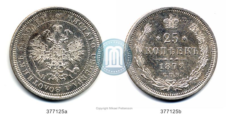 Picture 25 kopecks 1872 year СПБ-НІ 